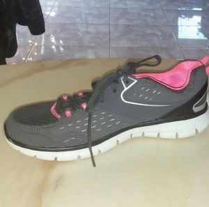 Pink and grey Skechers